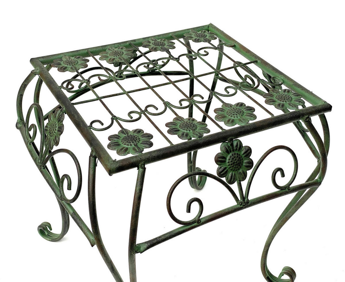 BLUMENHOCKER eckig Metall Grün 35/35/34,5 cm - Grün, Metall (31.5/34.5/31.5cm) - DanDiBo