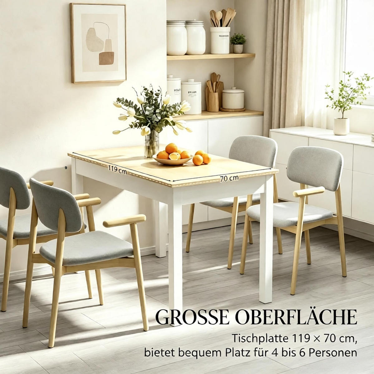 ESSTISCH 119/70/75 cm mit zeitlosem Look DE-39949 Eiche/Weiß - Eichefarben, Holzwerkstoff (70/119/75cm) - ComfortXL