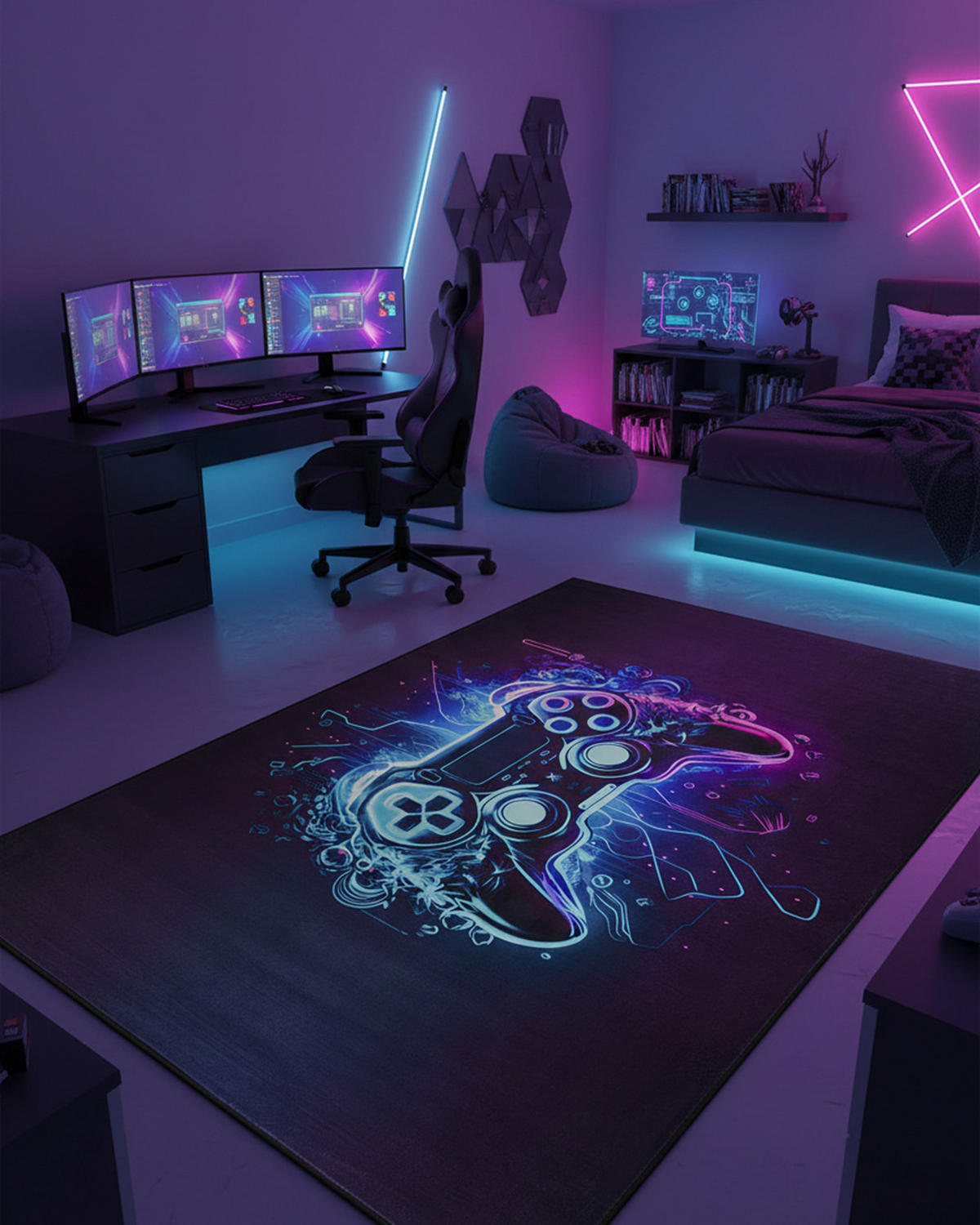 KINDERTEPPICH Gara Lesto Mazovia 160x230cm Schwarz Gaming Kurzflor - Schwarz, Textil (160/230cm) - Mazovia