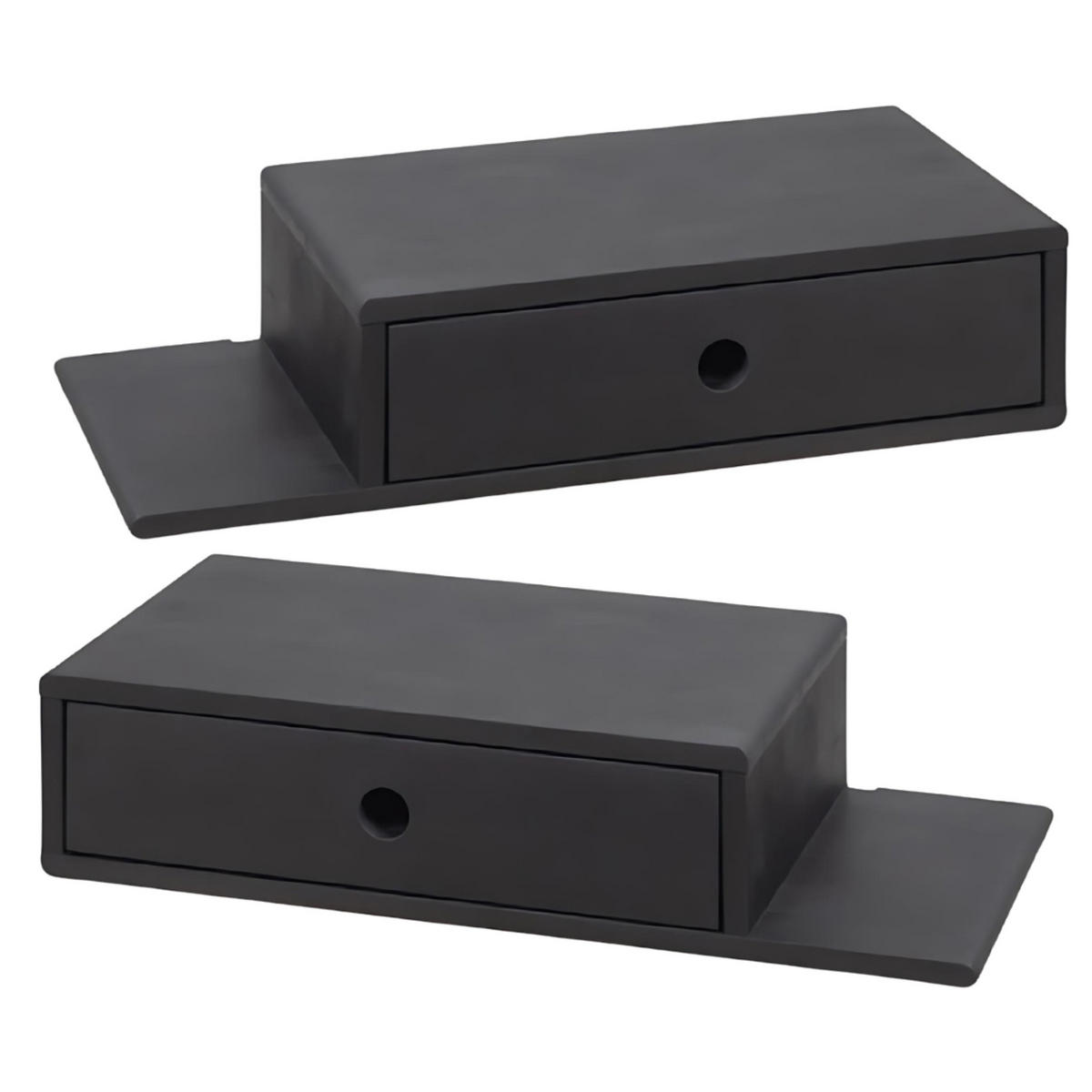 NACHTTISCH Hope mit Ablagen 2er Set, schwarze Birke, 30/65/15 cm - Schwarz, Holz (65/15/30cm) - WOODEK