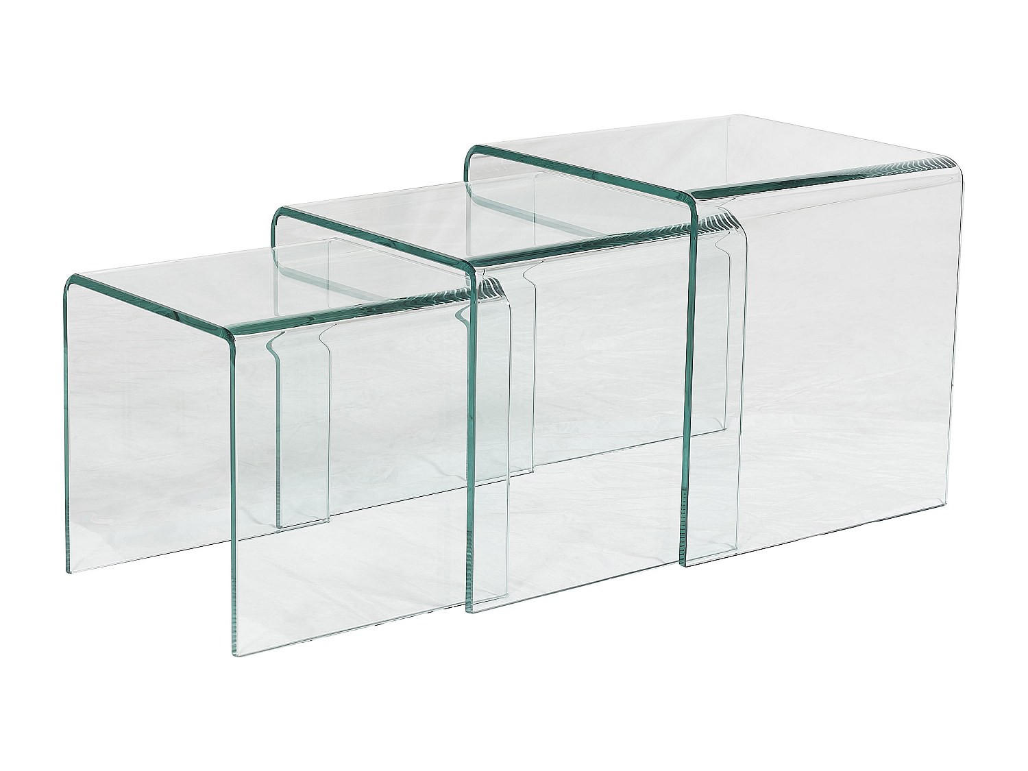 BEISTELLTISCH 3er-Set - gebogenes Glas - MINKA - Transparent, Glas (42/42/42cm) - Vente-Unique