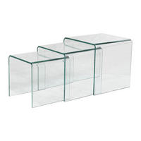 BEISTELLTISCH 3er-Set - gebogenes Glas - MINKA - Transparent, Glas (42/42/42cm) - Vente-Unique