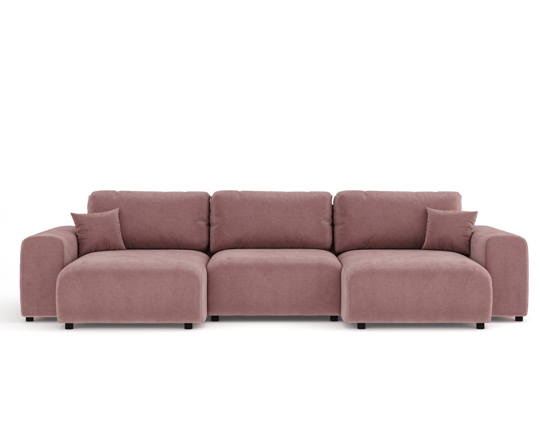 PANORAMASOFA Zanzibar Rosa Samtstoff - Schwarz/Rosa, Holz/Holzwerkstoff (325/79/144cm) - Maison de Reve