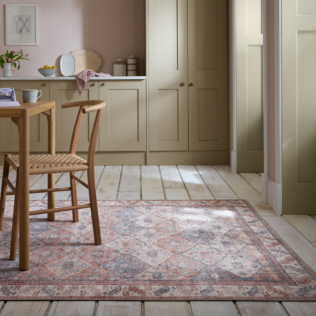 TEPPICH waschbar Vintage Rauten Muster, Orientalisch, Wohnzimmer schmutzabweisend Rot-Natur Rechteckig 190x290 - Rot, Textil (190/290cm) - KADIMA DESIGN