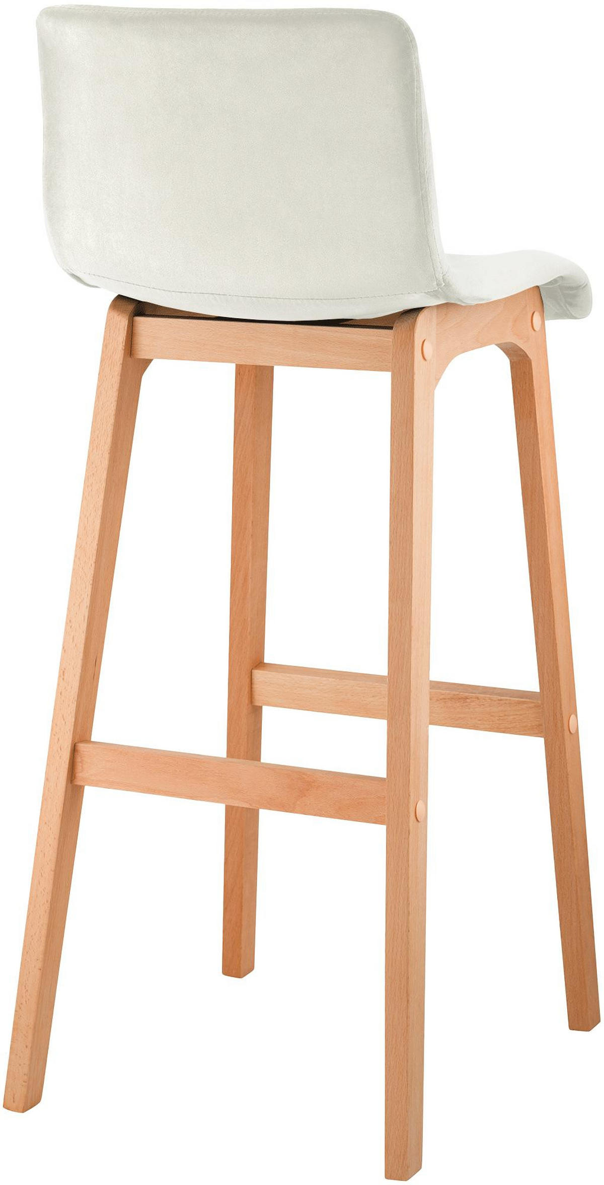 BARHOCKER Samt Creme - Eukalyptusholzfarben/Creme, Holz/Textil (41/101/46cm) - CLP