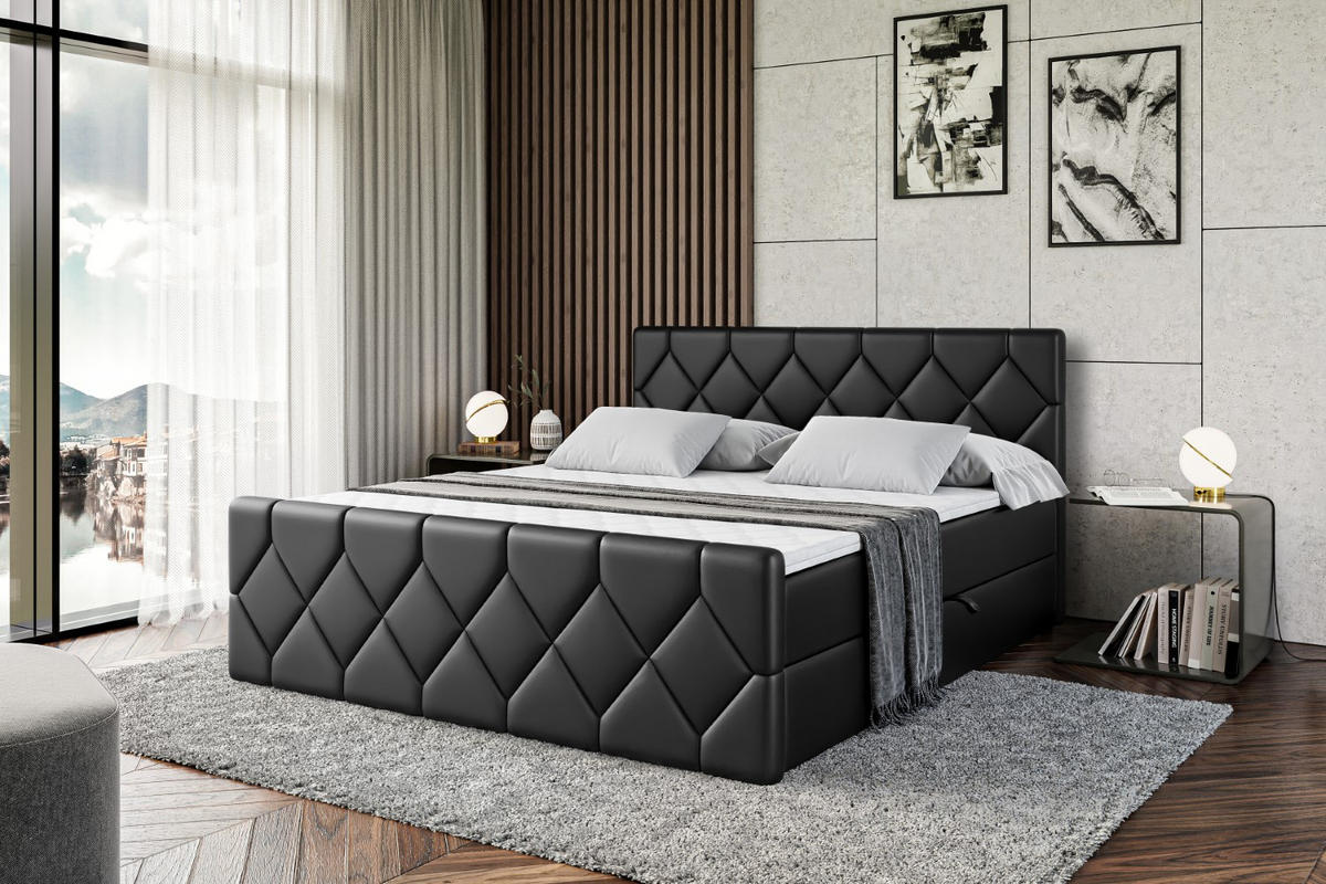 BOXBETT CATOR-Z - 120x200 cm - H3 - Schwarz Hochglanz - Schwarz Hochglanz, Holzwerkstoff (120/200cm) - ALTDECOR