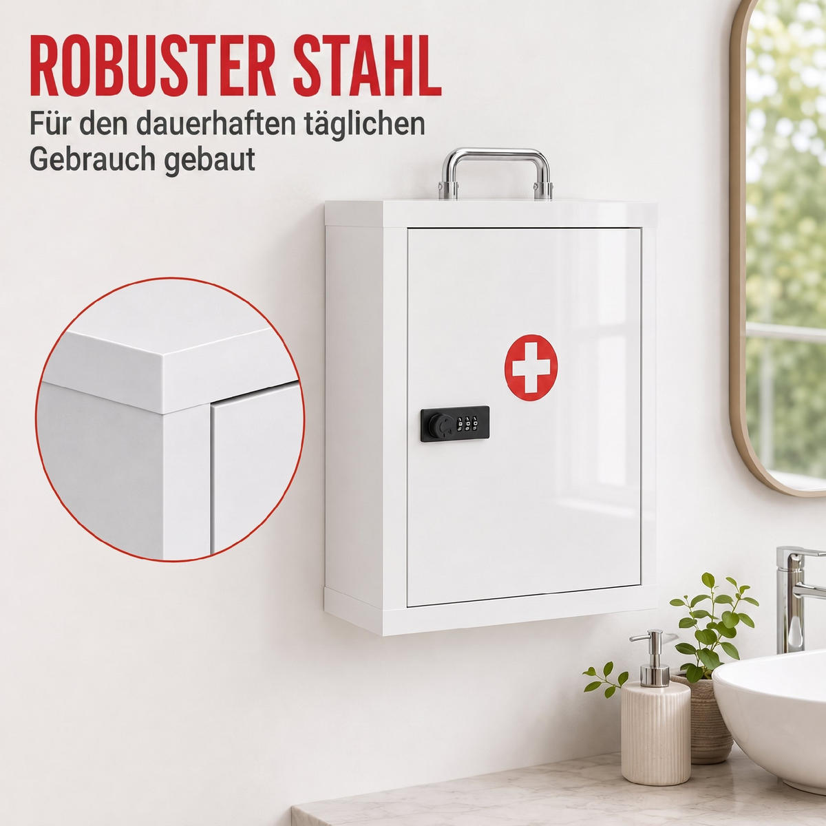 MEDIZINSCHRANK Kaltgewalzter Stahl Weiß - Weiß, Metall (14/38/32cm) - HOMCOM