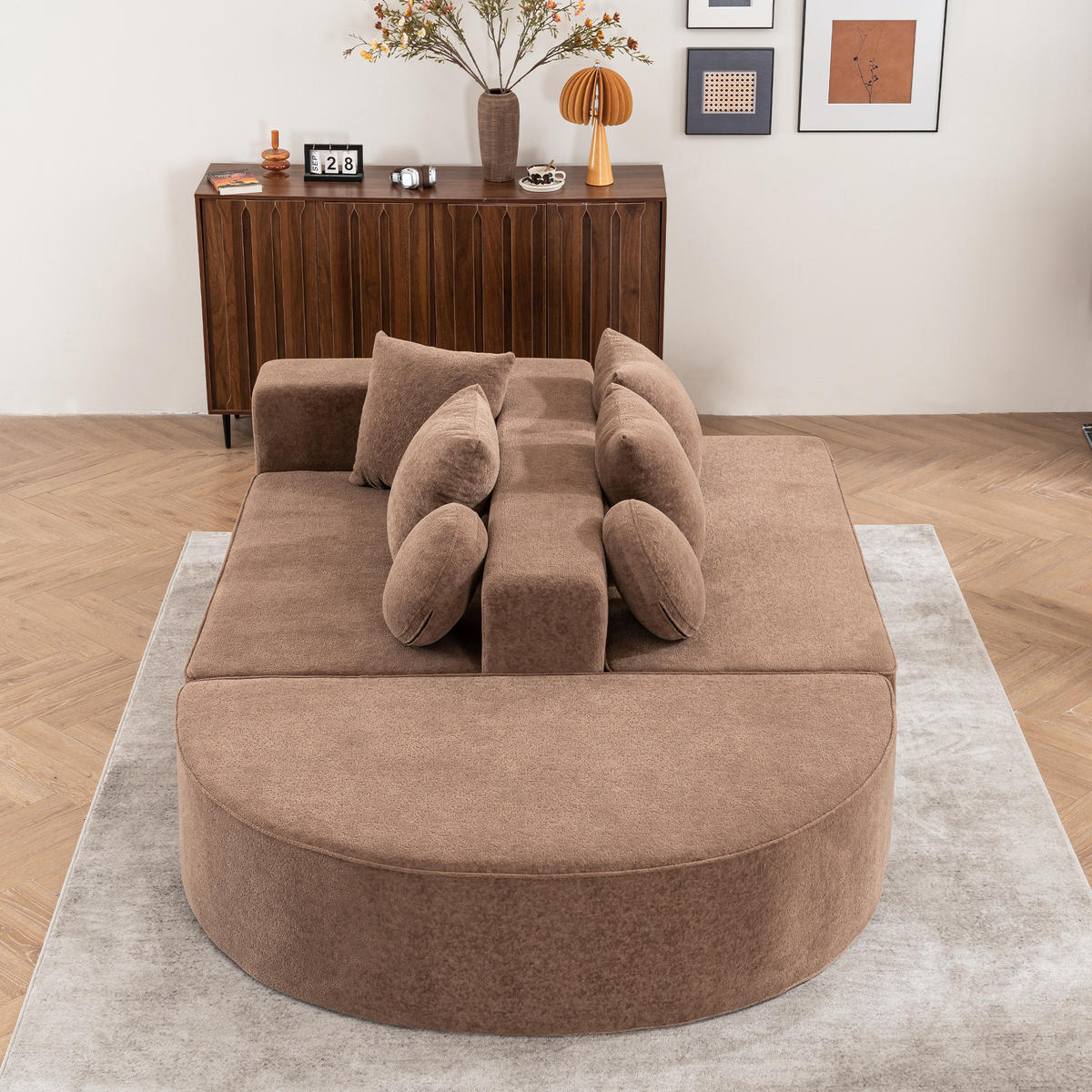 ECKSOFA DE-34967 segmentiertes Cloud-Design Braun - Braun, Textil (171/263cm) - ComfortXL