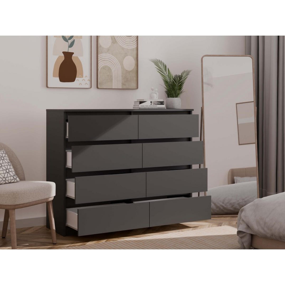 KOMMODE Schwarz 120/97/40 - Schwarz, Holzwerkstoff (120/97/40cm) - RAUMHIRSCH FURNITURE