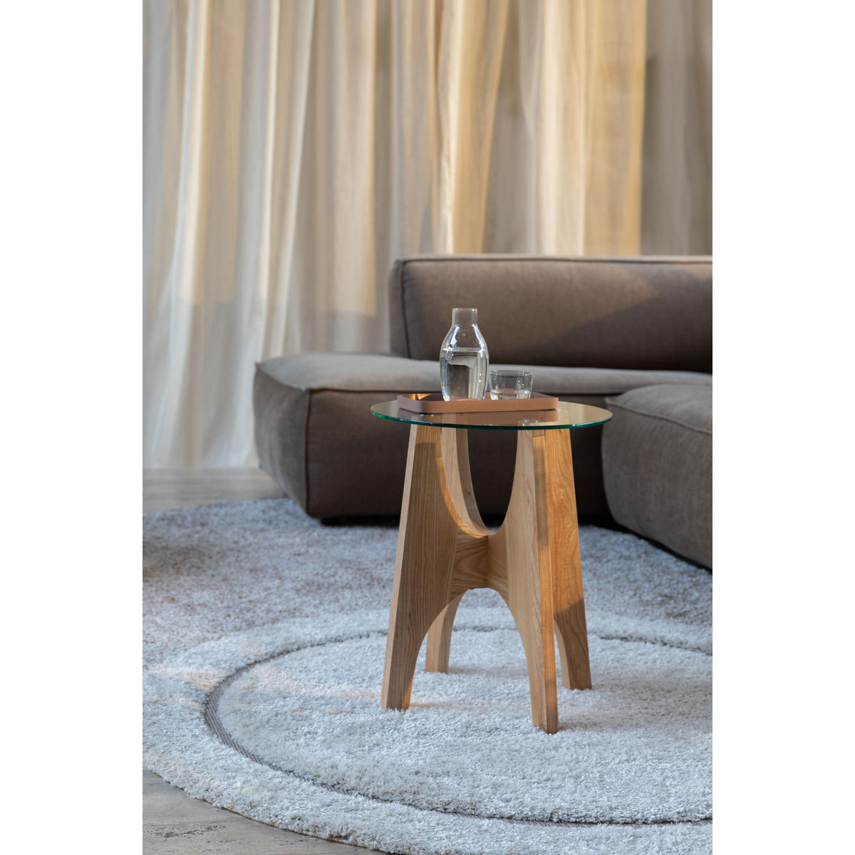 BEISTELLTISCH Kobe Rund 45 cm Glass - Beige, Glas (45/45/55cm) - Zuiver