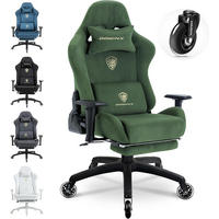GAMING-STUHL Mikrofaser-Velours Verstellbarer Bürostuhl mit Fußstütze - Grün, Leder (70/128/70cm)