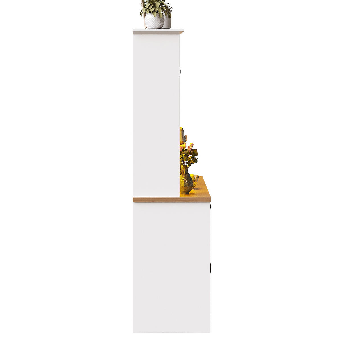 KÜCHENSCHRANK 140Cm LED Rollwagen Weinregal Glas - Weiß, Holzwerkstoff (140/180/38cm) - FLIEKS