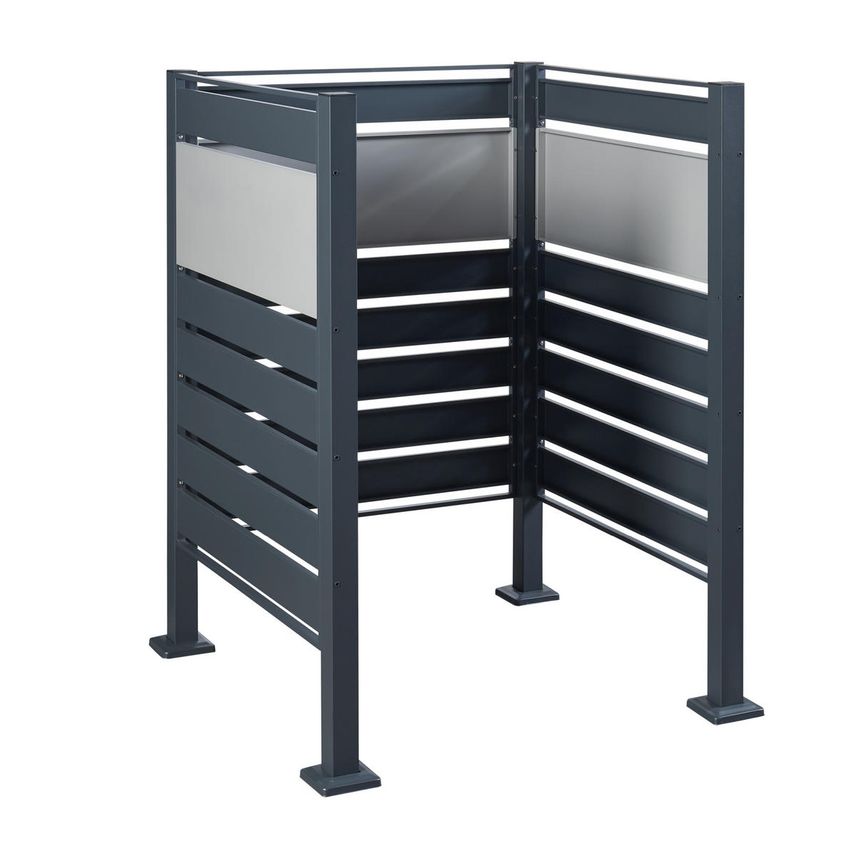 MÜLLTONNENBOX Uusikaupunki - Anthrazit/Silberfarben, Metall (91/120/91cm) - [en.casa]