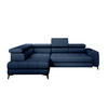 ECKSOFA BAGGIO Letto Stoff, Schlaffunktion, Bettkasten, Sitztiefe, Kopfstützen 280x196cm – Links – Marineblau - Dunkelblau, Holz/Textil (196/280cm) - DomoHome