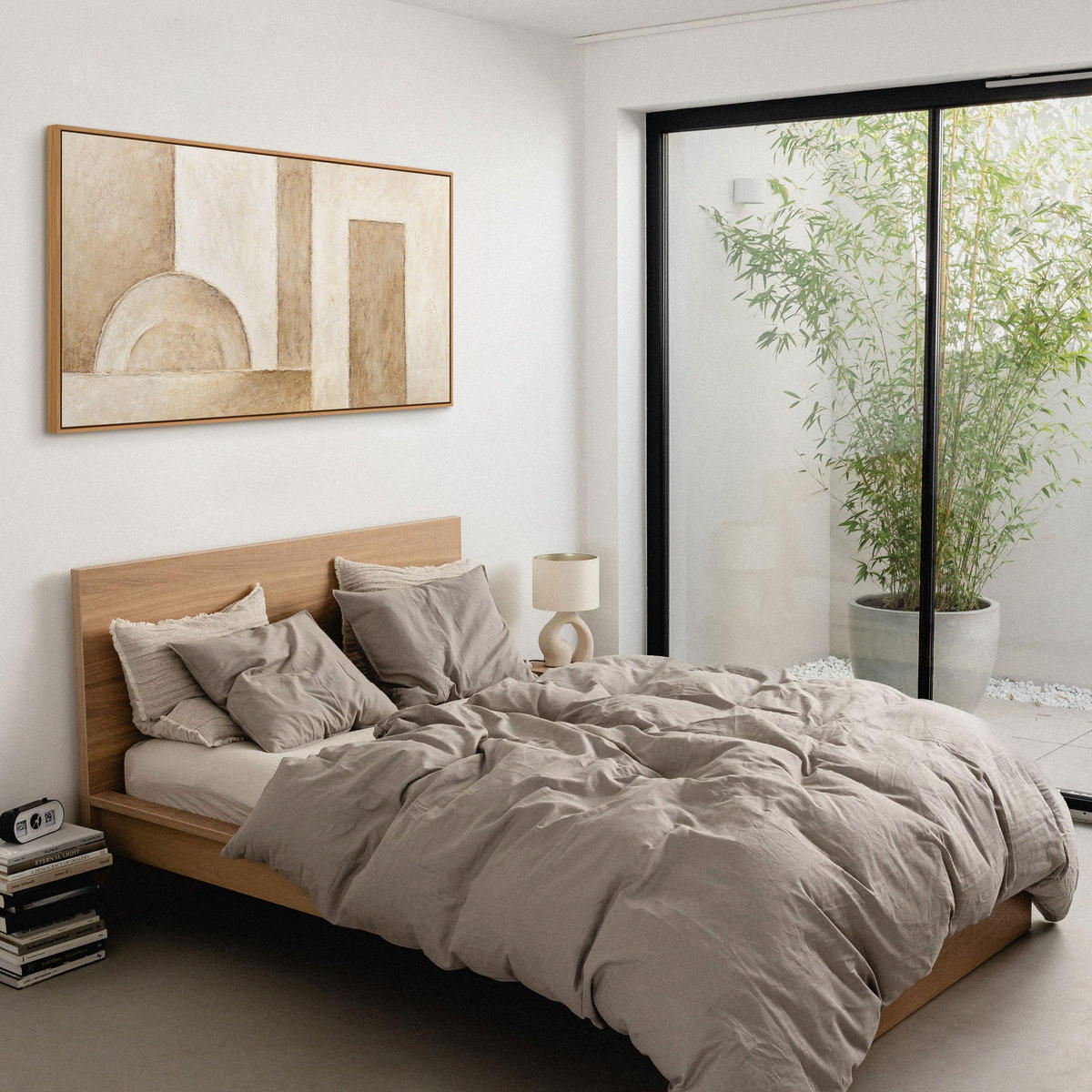 GEMÄLDE Raum der Formen Schattenfugenrahmen Beige 120x60 cm - Beige, Holz (120/60cm) - YS-art gallery
