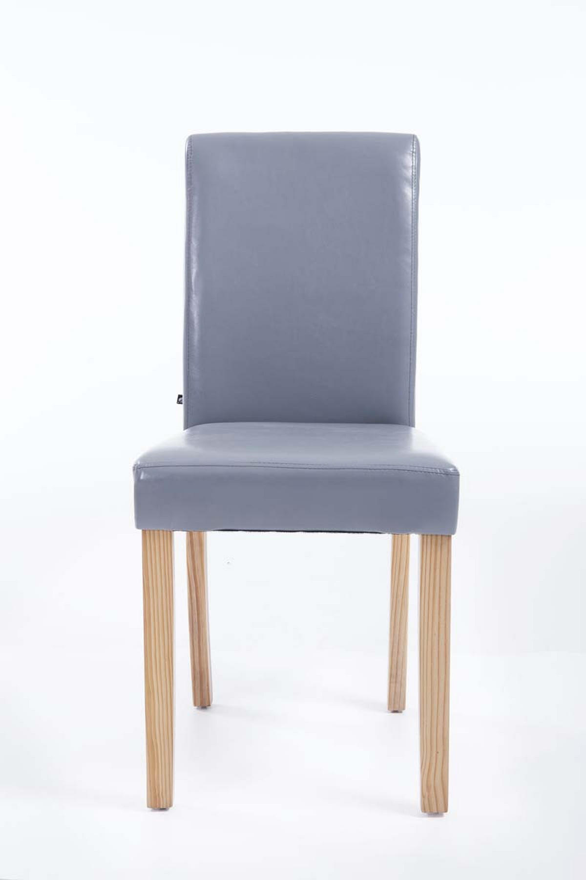 STUHL Lederlook grau - Eukalyptusholzfarben/Grau, Holz/Textil (41/91/47cm) - CLP