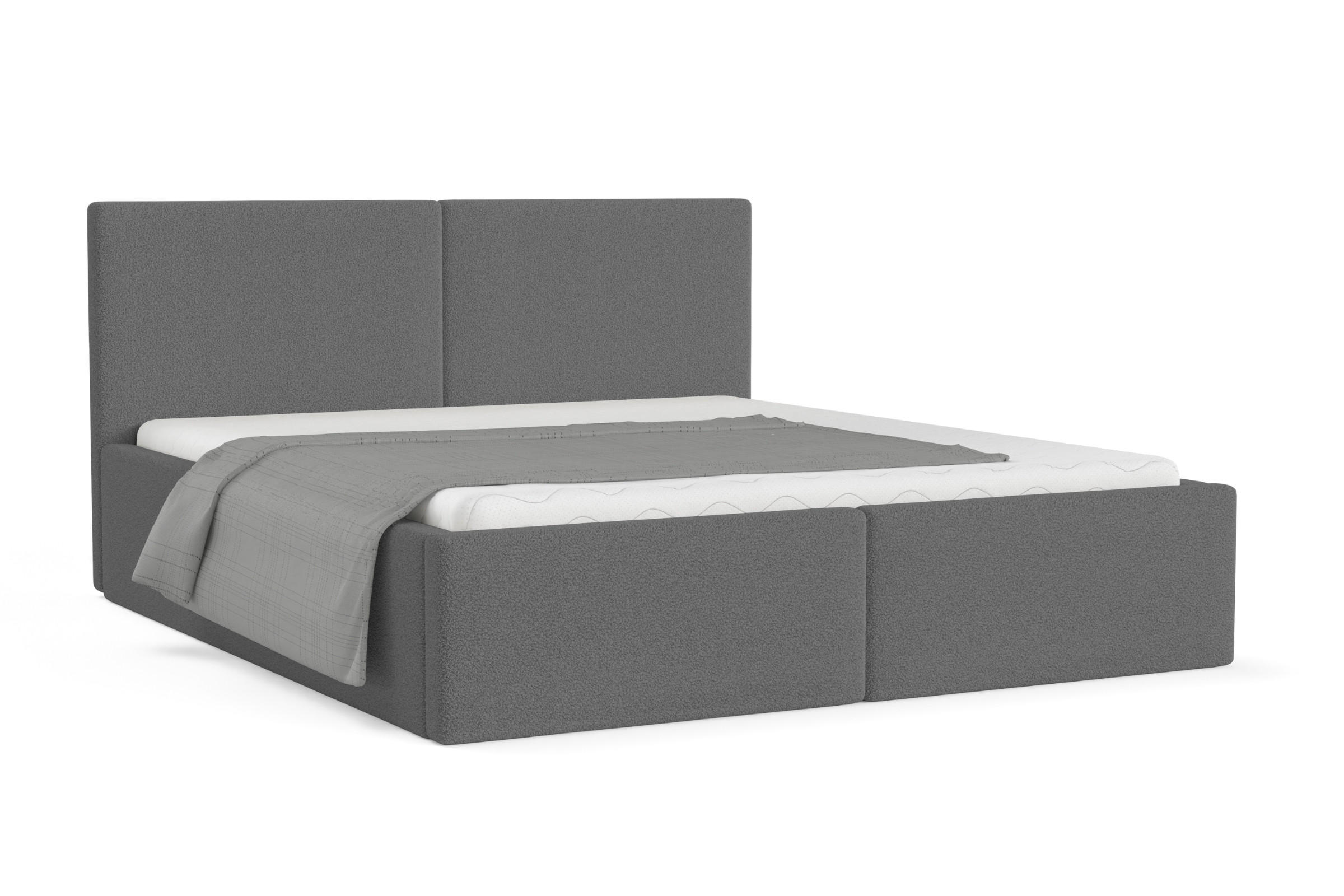 POLSTERBETT BEN 200/200 in Boucle Grau - Grau, Holz/Holzwerkstoff (200/200cm) - Deine Möbel 24