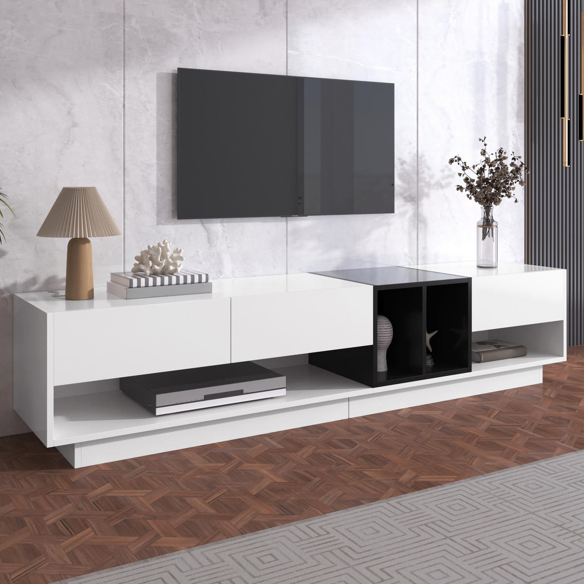 TV-SCHRANK Lowboard Colorblock Stauraum - Weiß, Holzwerkstoff (190/42/40cm) - Fortuna Lai