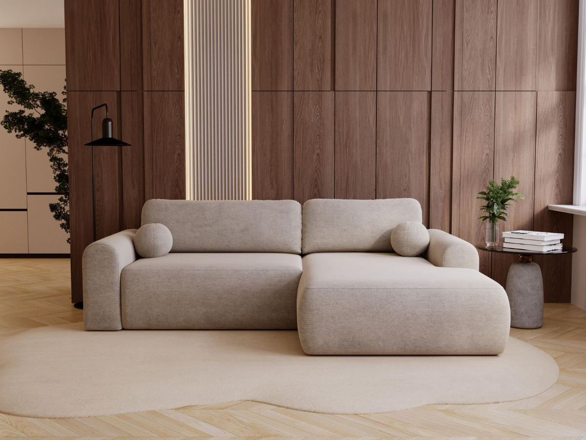 ECKSOFA Savana Beige Rechts - Beige, Holz/Textil (177/257cm) - Graingold