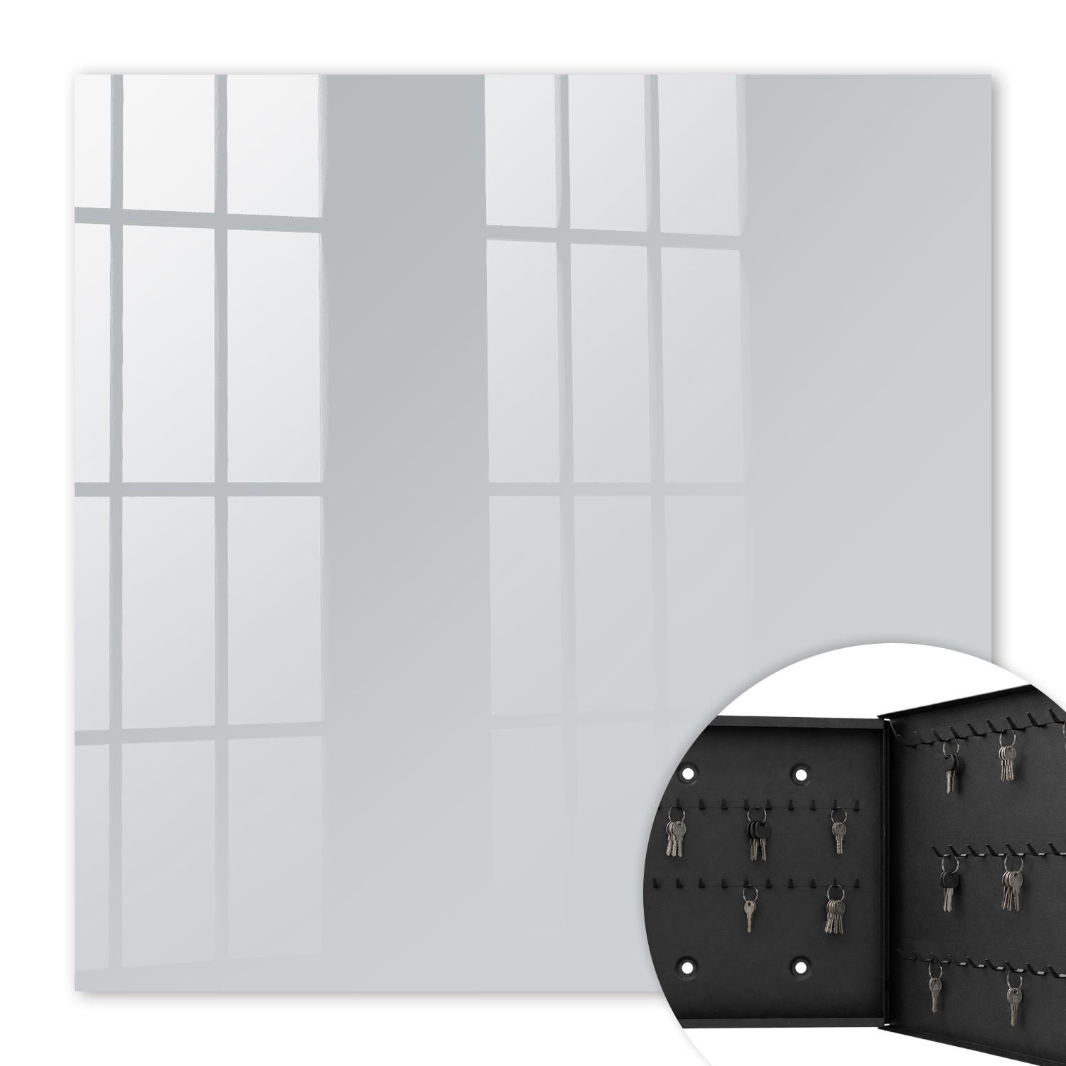 SCHLÜSSELBOX Schwarz 30x30 cm- Türöffnung nach rechts - Gelblich grau - Grau, Metall (30/30/5cm) - TULUP