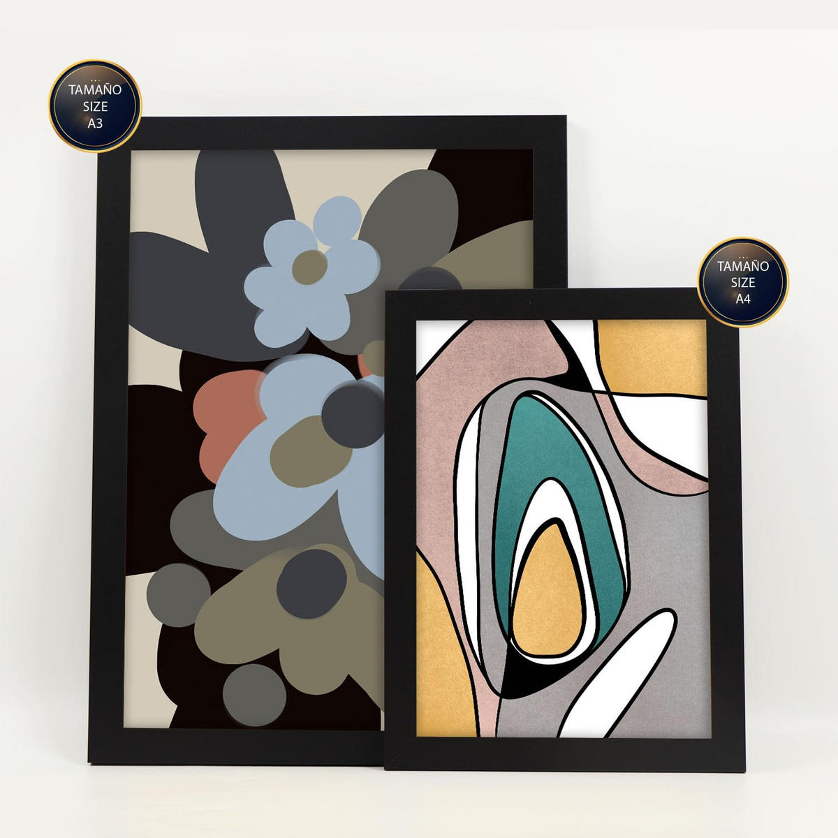 POSTER Set Mit 6 Hodgepodge Blume In Blume Zusammenfassung Ästhetische Dekorative Gemälde Für Ihr Wohnzimmer Zuhause A3 & A4 Schwarzer Rahmen - Schwarz, Papier (29/3cm) - Nacnic