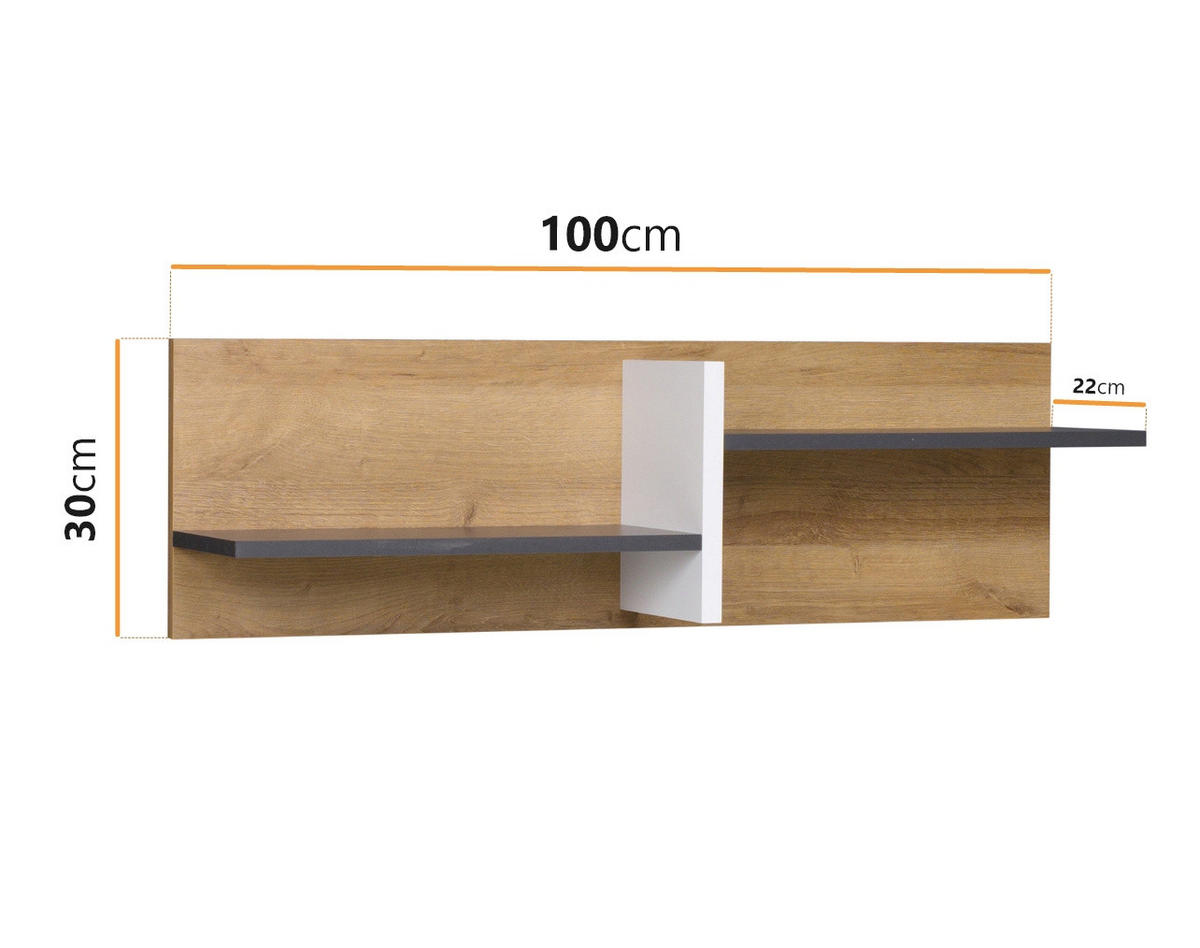 WANDREGAL Aster 100 cm - Eichefarben/Graphitfarben, Holzwerkstoff/Kunststoff (100/30/22cm) - Ravio