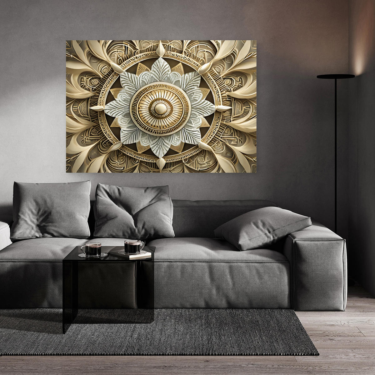 WANDBILD orientalisches mandala - Goldfarben, Textil (60/40cm) - Feeby