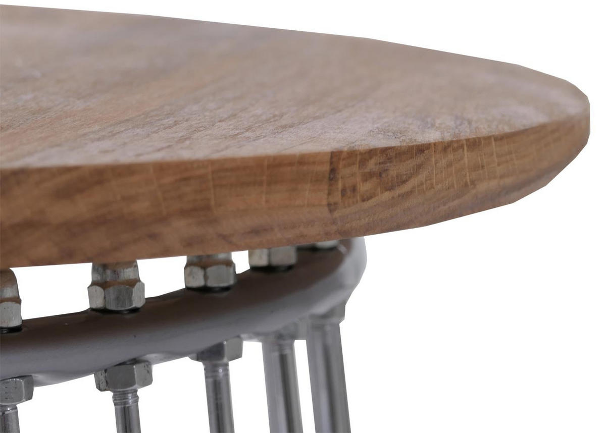 MIZA za kavč okrogla Rjava, srebrna - srebrne barve/rjava, les (50/50/52cm) - MCW