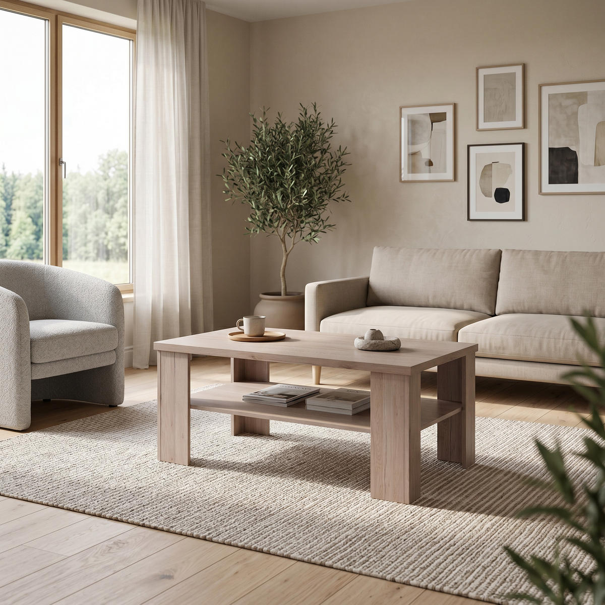 COUCHTISCH LIVORNO 120 cm Eichefarben - Eichefarben, Holzwerkstoff (55/120/60cm) - MASSENO