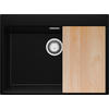 SPÜLBECKEN Oslo, 2-er set Schwarz Metallic 68/50 cm 1 Becken + Ablauf-Set + Schneidebrett ab 70er Unterschrank - Chromfarben/Schwarz Hochglanz, Kunststoff (68/20/50cm) - Primagran