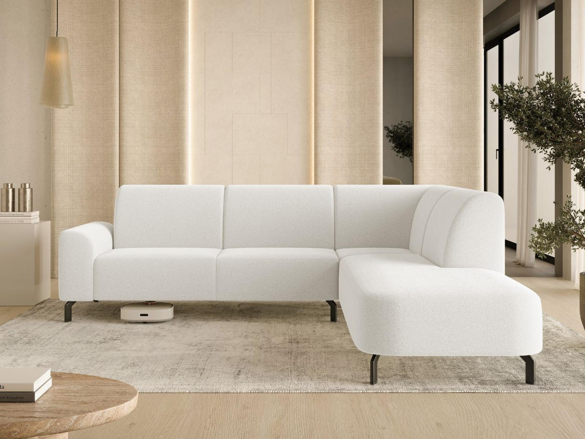 ECKSOFA Regento Weiß Rechts - Schwarz/Weiß, Holz/Textil (218/277cm) - Graingold