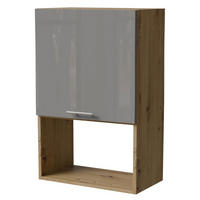 MIKROWELLENUMBAUSCHRANK Essen W4MK/60 Grau Hochglanz / Eiche Artisan Matt 60 / 32,5 / 96cm - Eiche Artisan/Grau, Holz/Holzwerkstoff (60/96/32.5cm) - Feldmann-Wohnen