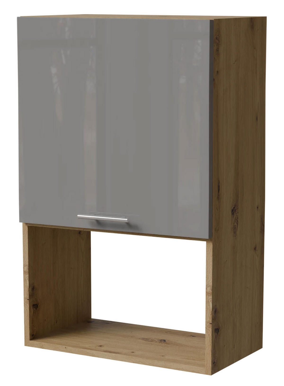 MIKROWELLENUMBAUSCHRANK Essen W4MK/60 Grau Hochglanz / Eiche Artisan Matt 60 / 32,5 / 96cm - Eiche Artisan/Grau, Holz/Holzwerkstoff (60/96/32.5cm) - Feldmann-Wohnen