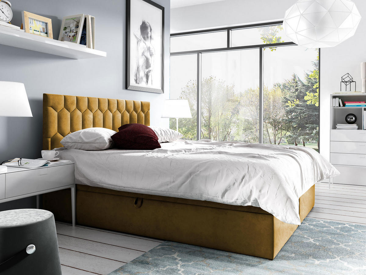 BOXBETT Top M24 - Gelb, Holz (180/200cm) - MIRJAN24