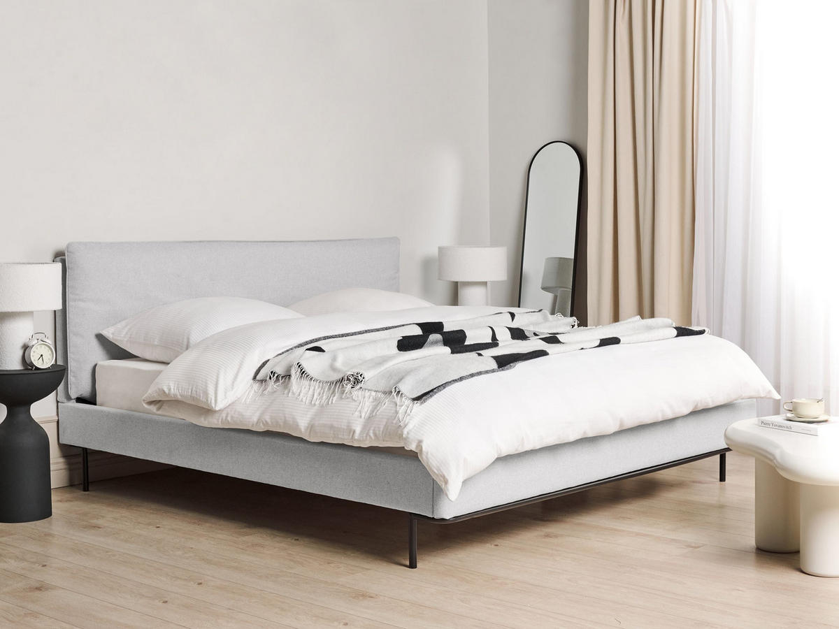 POLSTERBETT mit Lattenrost 180/200 cm Grau Corio - Hellgrau, Textil (180/200cm) - Beliani