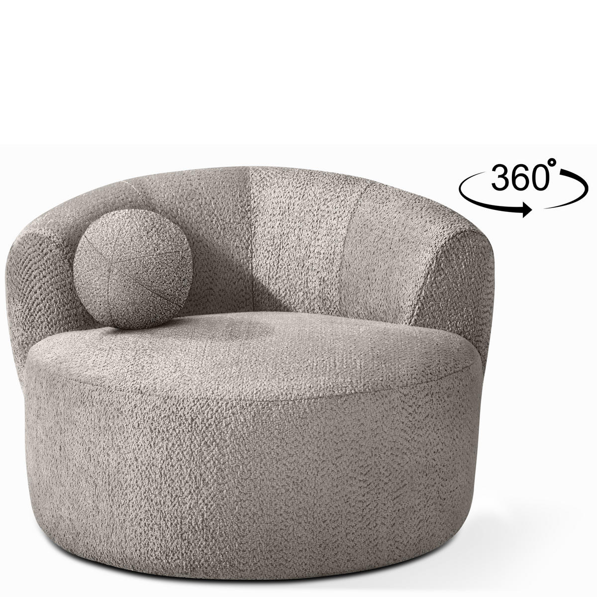 DREHSESSEL VIRA, Kühles Braun, Chenille - Graubraun/Schwarz, Holz/Holzwerkstoff (105/76/100cm) - KONSIMO®