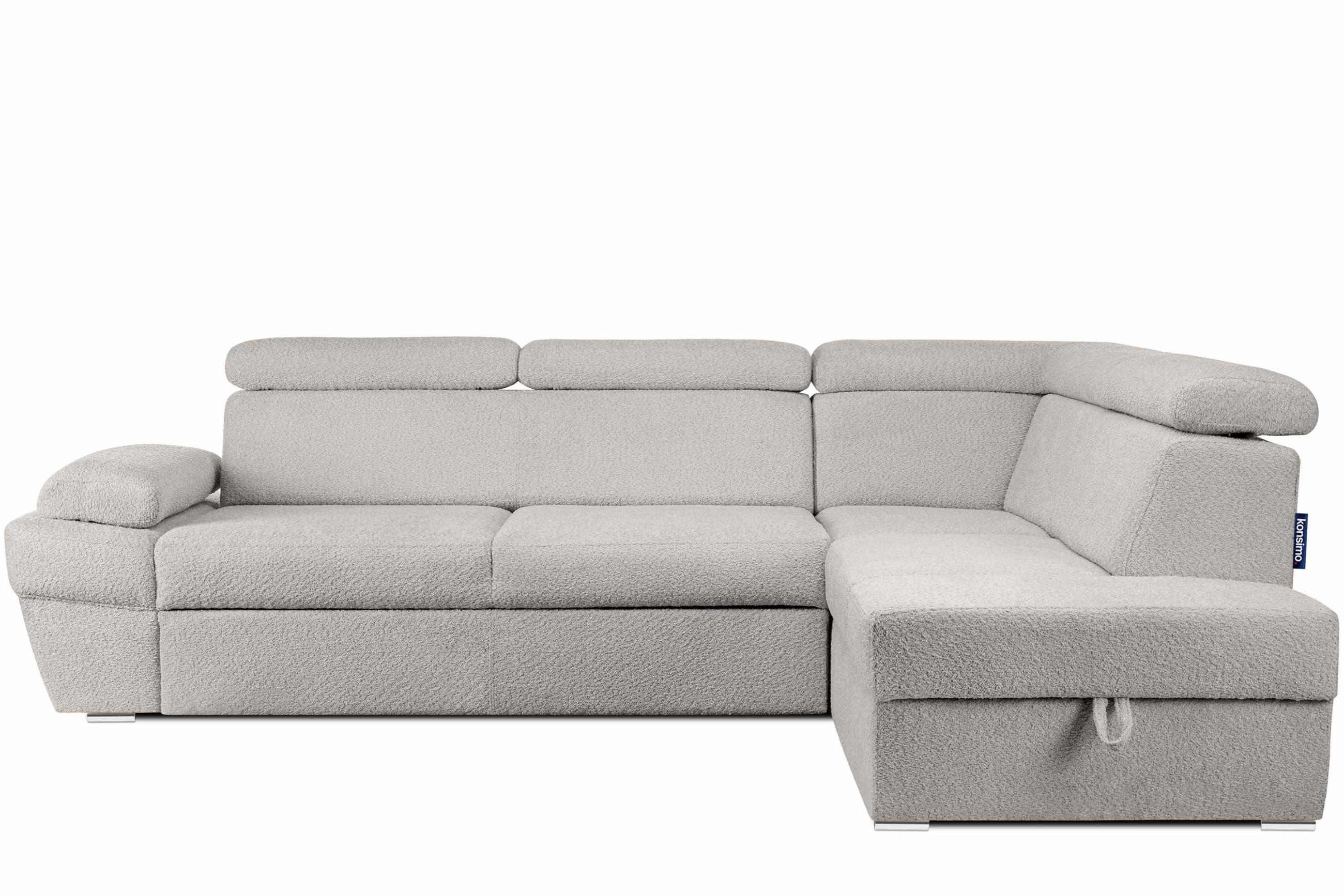 SCHLAFECKSOFA RATLO rechts 4/5-Sitzer mit Bettkasten, Braun - Silberfarben/Braun, Textil (270/190cm) - KONSIMO®