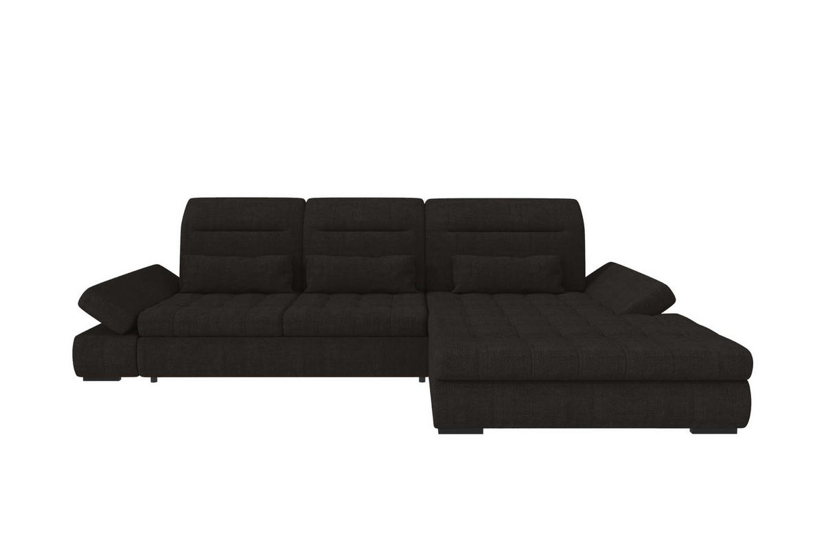 ECKSOFA Toscana Plus Velours inkl. Schlaffunktion - Schwarz, Textil (300/179cm) - 99rooms