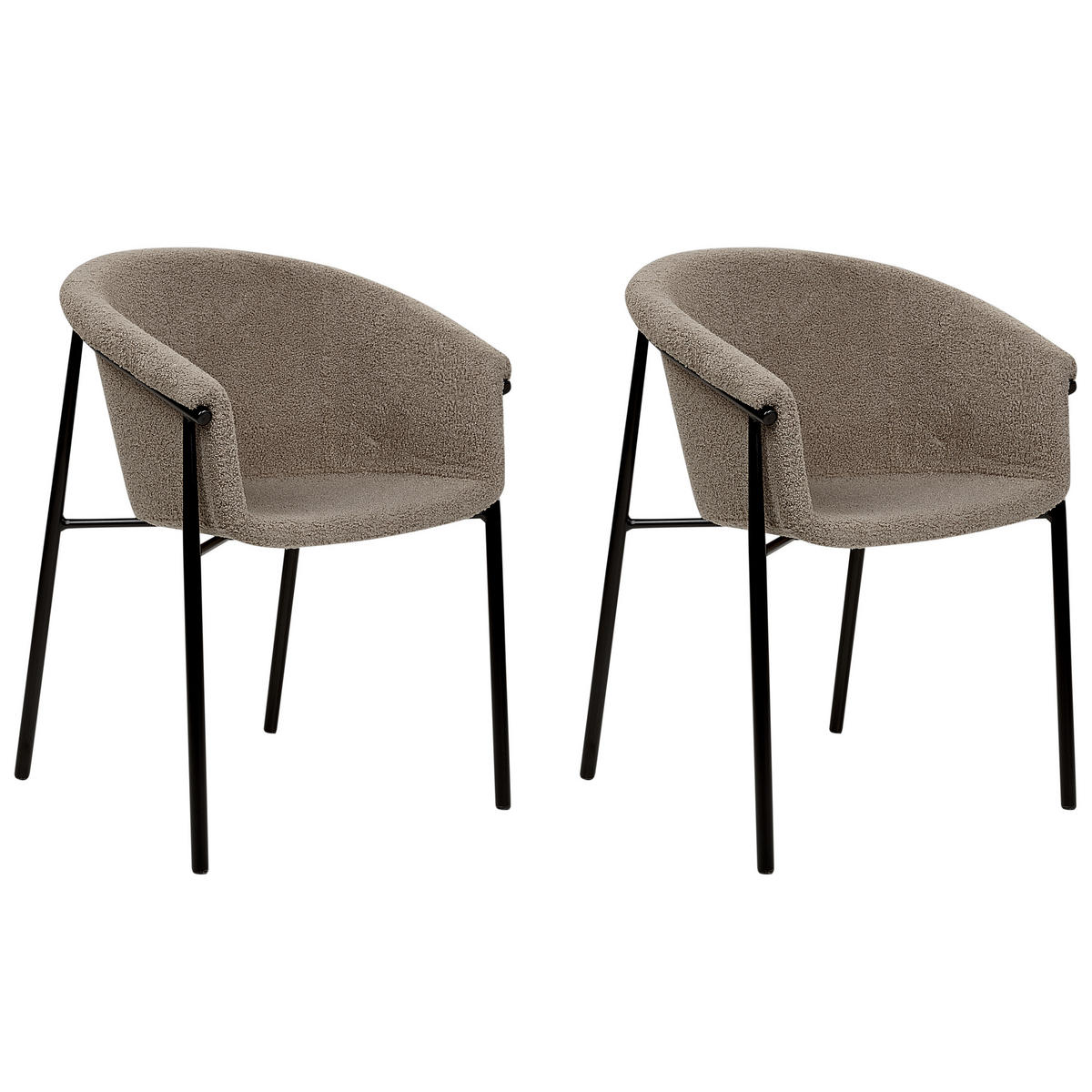 MATSTOL set om 2 bouclé taupe/svart Ames - Taupe/Svart, Textil (59/80/56cm) - Beliani
