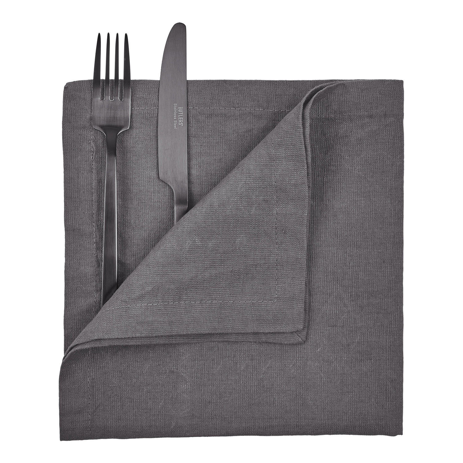 SERVIETTE Riga 42x42cm - Anthrazit, Textil (42/42cm) - Butlers