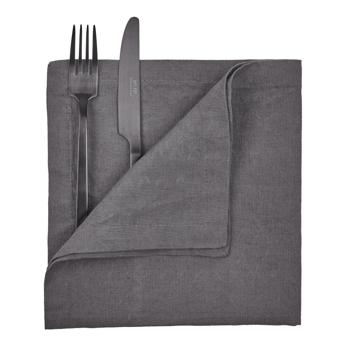 SERVIETTE Riga 42x42cm - Anthrazit, Textil (42/42cm) - Butlers