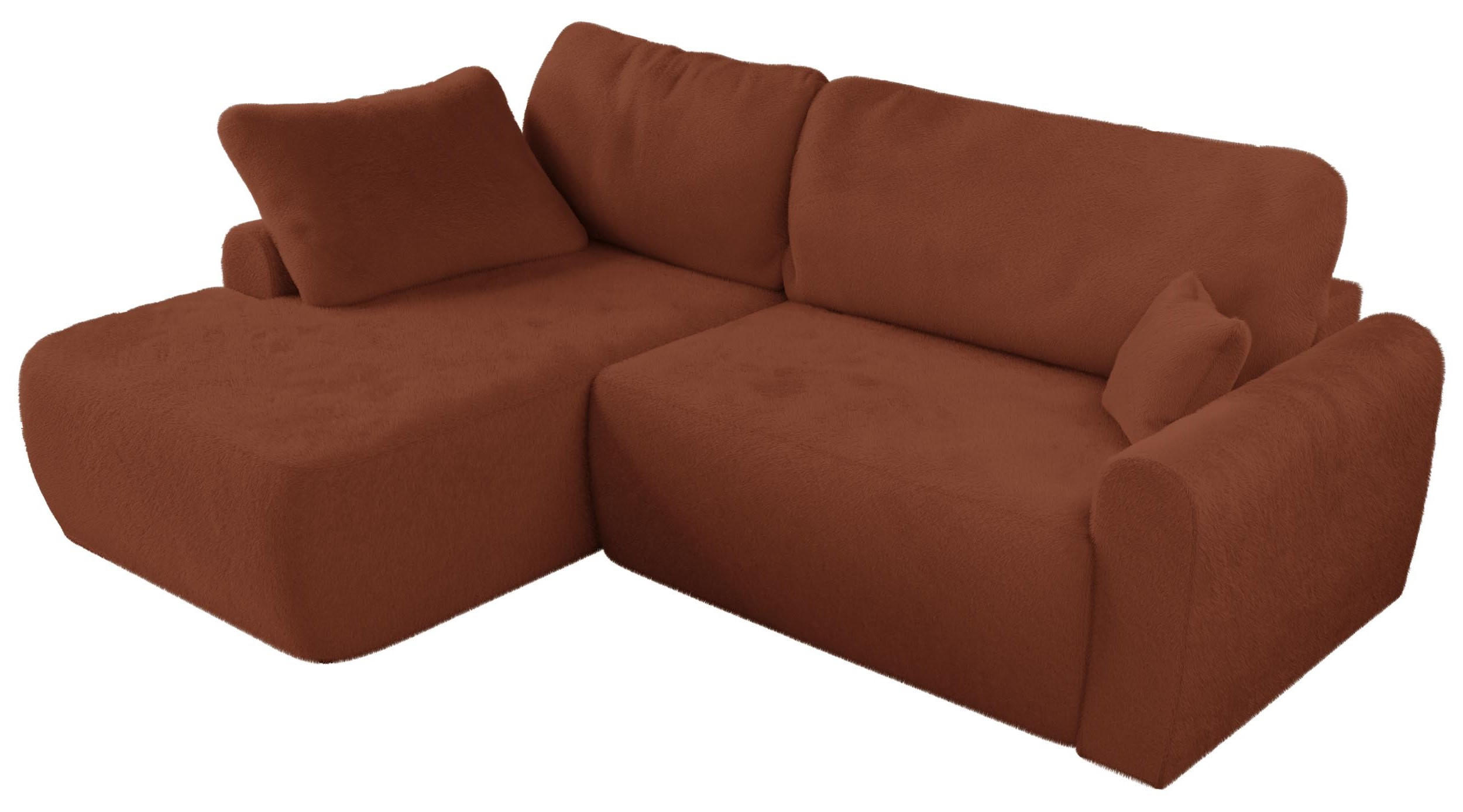 ECKSCHLAFSOFA CUBO L Orange Plüsch - links - Schwarz/Orange, Kunststoff/Textil (273/187cm) - MKS