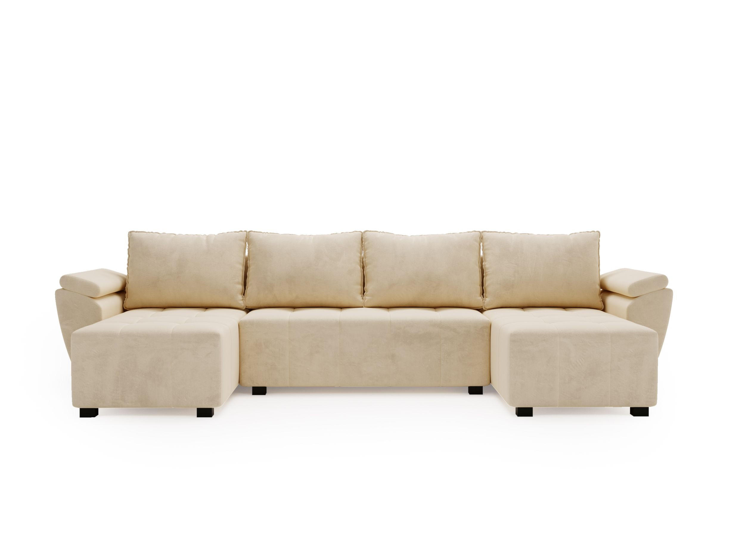 ECKSOFA ZEUS U Monolith 02 mit Schlaffunktion - Beige, Textil (305/88/140cm) - Bedante