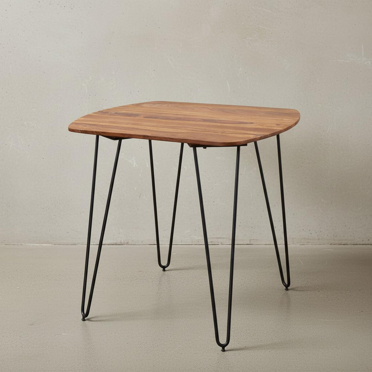 ESSZIMMERTISCH – Massivholz Braun 80x80x76 cm Modern abgerundete Ecken - Schwarz/Braun, Holz/Metall (80/80/76cm) - KADIMA DESIGN