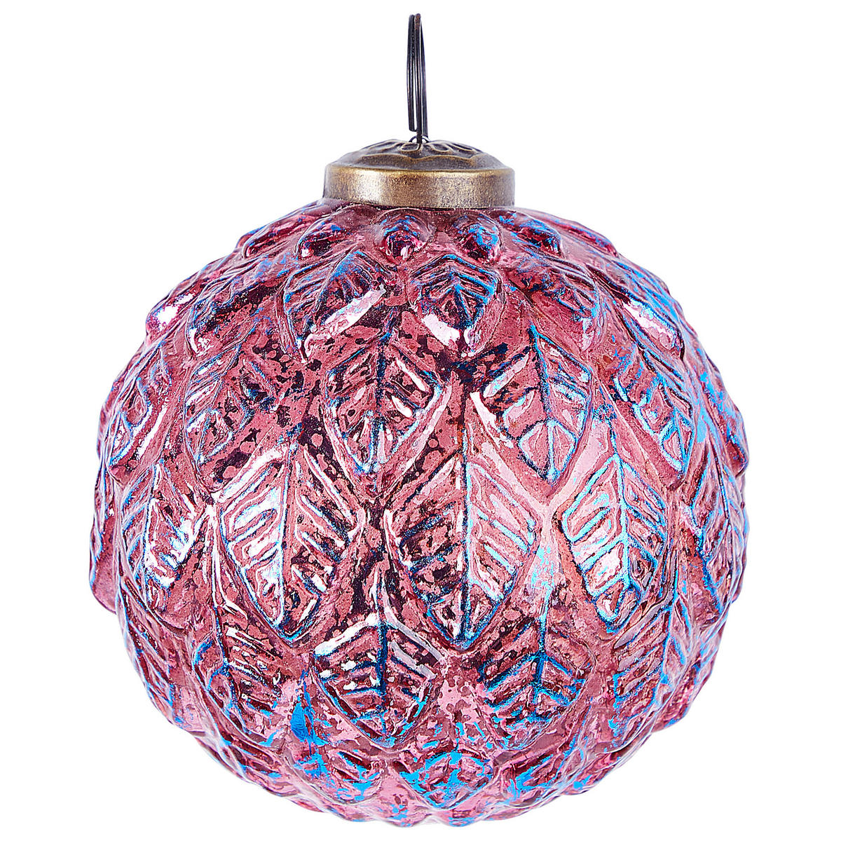 WEIHNACHTSKUGEL 6er Set Glas Rosa Astral - Blau/Pink, Glas (11/14/11cm) - Beliani