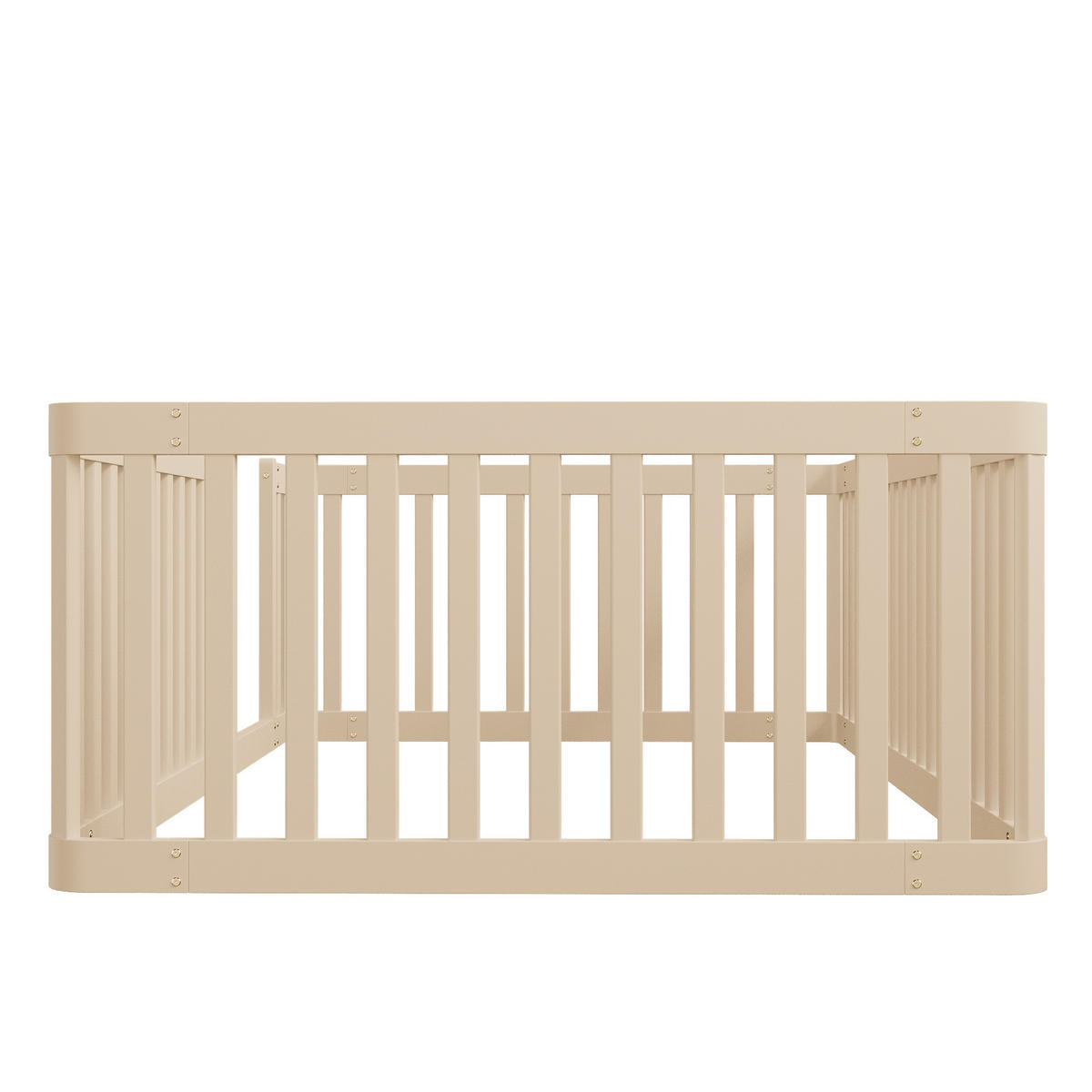 BODENBETT 90/200 cm DE-03458, mit Zaun, in Natur - Creme, Holz (90/200cm) - ComfortXL