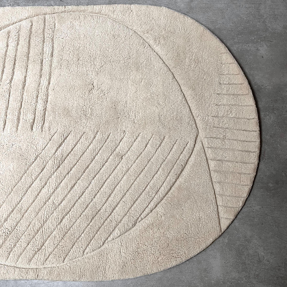 WOLLTEPPICH Oval Funky cremefarben 160 x 240 - Weiß, Textil (160/240cm) - Malagoon