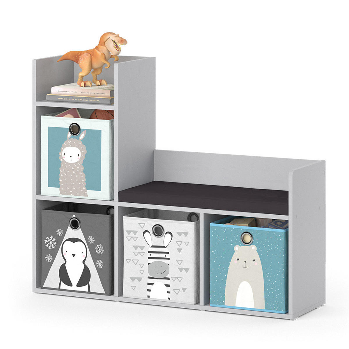 DĚTSKÁ POLICE Luigi Šedá - šedá, kompozitní dřevo (107.2/88.6/30.9cm) - Vicco