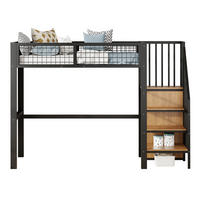 HOCHBETT 90/200 cm Schwarz aus Metall mit Leiter und Kleiderschrank - Schwarz, Metall (90/200cm) - OKMYHOME