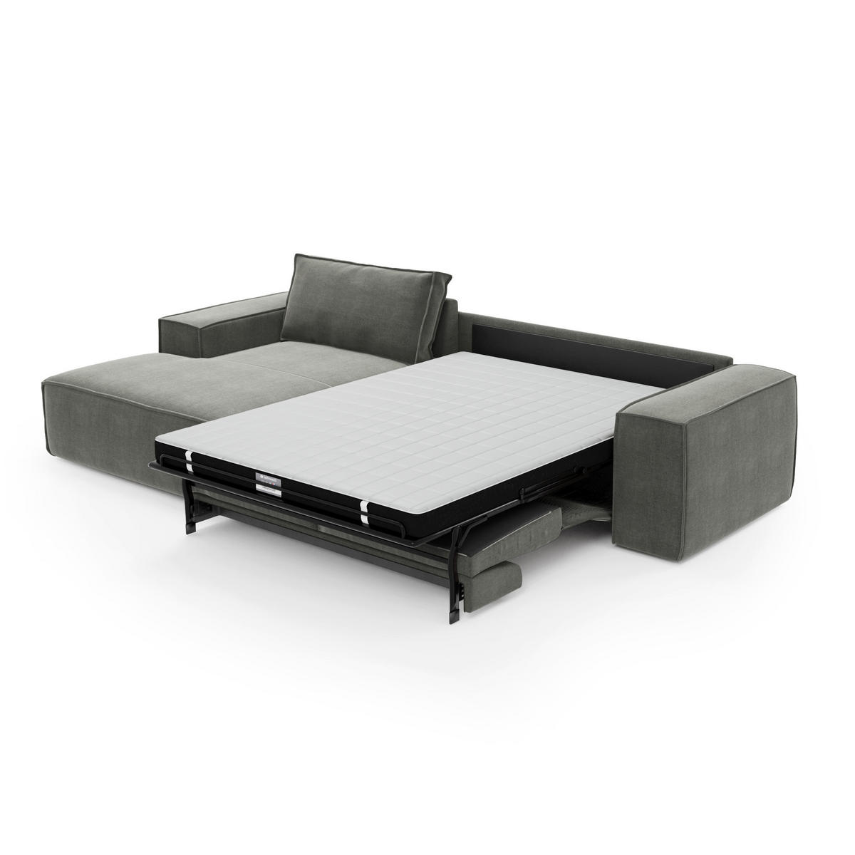 ECKSOFA LINKS Samt Grau 302cm - Grau, Textil (165/302cm) - Sia Home